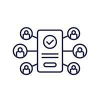 users line icon with a smart phone vector