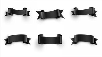 Set of black ribbon labels on a white background. 13 photo