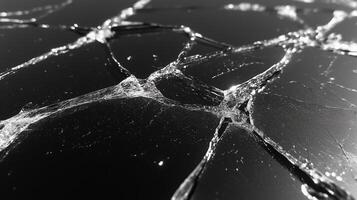 Broken glass surface isolated on black background. 4 photo