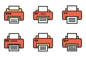 Minimalistic Printer Outline Icon Bundle vector