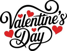 Valentine's Day text adorned with colorful hearts, conveying love and affection in a festive design. vector