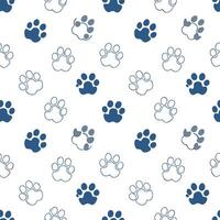 Adorable Blue Paw Print Pattern on White Background vector