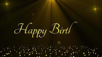 Happy Birthday handwriting text animation gold with particle background video