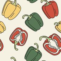 A pattern of peppers and peppers on a beige background vector