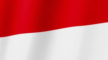 Animation of the Indonesian flag flying with a cloth texture and wide background, amazing for independence day or patriot day videos