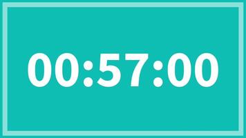 1 minute countdown timer with white number on teal background suitable for time management, deadlines, urgency, productivity, countdown video