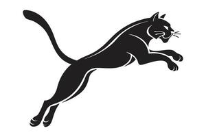 Jumping Cat Silhouette in Motion Graceful and Playful Scene, Minimalist Cat Silhouette on White Background. vector