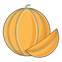 a melon with a slice cut out of it white background vector