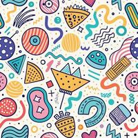 seamless pattern with colorful objects shapes white background, vector