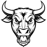 an angry bull head with a black and white background vector