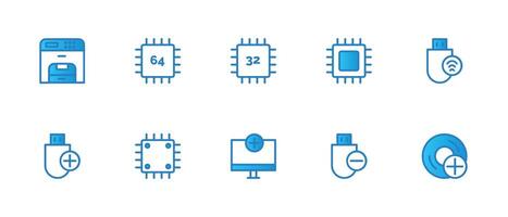 Blue AI icon set vector