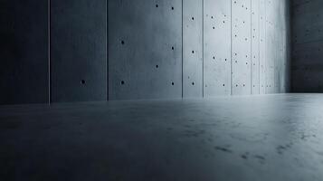 Abstract concrete wall with a smooth floor in the foreground. Modern, minimalist, architecture, construction background. Cool, edgy interior. photo