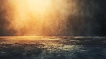 Abstract scene featuring a textured surface and gradient backdrop with light and shadow, creating a dramatic and atmospheric composition. photo