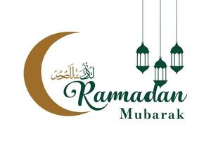 Ramadan Mubarak Greeting Card with Elegant Islamic Patterns Crescent Moon vector