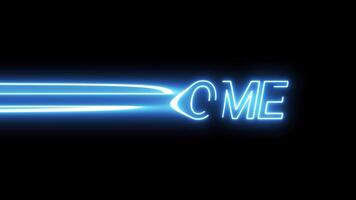 Neon Light Welcome Word Animation. Glowing Text Effect video