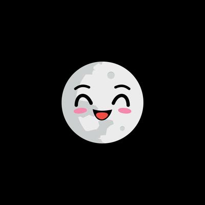Full moon curved eyes Happy face clipart