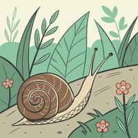 Whimsical Snail Journey vector