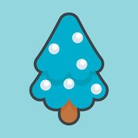 cute spruce tree with accessory in outline flat design. vector