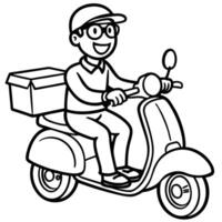 a man on a scooter with a box on his back vector