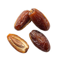 Dried dates fruits with cut in half isolated on transparent background. png