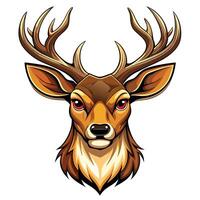 a deer head with horns and red eyes white background vector