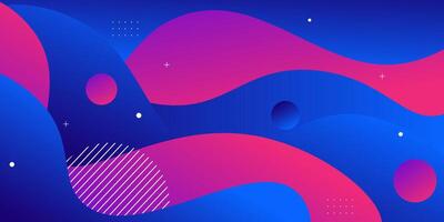 Colorful pink and blue gradient geometric business banner design. Creative banner design with wave and circle shape as template. Eps10 vector