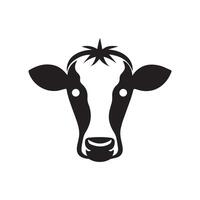 Simple Black and White Cow Head Logo, illustration vector