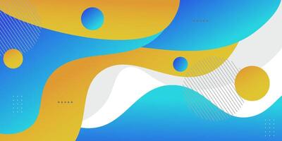 Abstract bright wave banner background with blue and yellow color combination. Creative horizontal simple pattern on white background. Eps10 vector