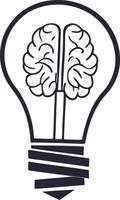 brain encased within a lightbulb vector