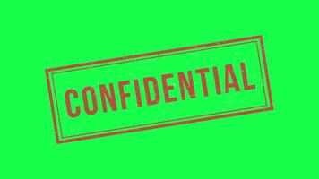 Animation of a rubber stamp pressing Confidential onto a green screen background. for classified documents, security markings, sensitive information, and editing overlays in motion graphic video