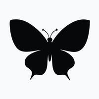 A simple, elegant black silhouette of a butterfly against a pure white background. vector