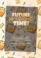 flyer with folders and investment message vector