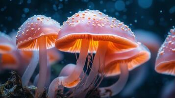 Abstract Mushrooms in Dark Background Space photo