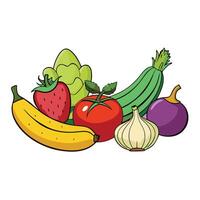 A Colorful Collection of Fresh Fruits and Vegetables vector