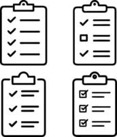 Hand Drawn Clipboard To Do List Icons Set Design With Checklist Symbol Line Art Illustration On Isolated White Background vector
