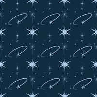 Seamless boho pattern with sparkle stars on a dark background. Perfect for images of textiles, and wrapping paper. Night seamless pattern. vector