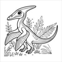 Dinosaur coloring book for adults. outline illustration of a dinosaur. vector