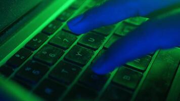 Computer Hacker Typing Code at night video