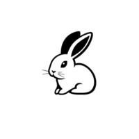 Adorable Bunny Rabbit. Simple Black and White Illustration Perfect for and More vector