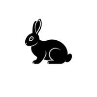 Elegant Black Rabbit Silhouette. A Graphic . Perfect for logos illustrations and Easter designs. This simple yet striking image evokes a sense of peace and springtime. vector