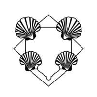 Geometric Seashell Pattern. Black and White Coastal Summer Art Print. Minimalist Ocean Beach perfect for home decor or wall art. vector