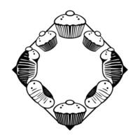 Cupcake Frame. A Deliciously Sweet Bakery . Perfect for bakeries cafes and dessert lovers. This image is ideal for menus websites and social media. vector