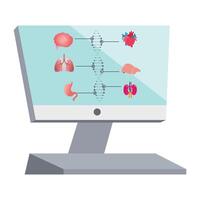 Health Data from DNA Profile on cartoon computer screen vector