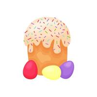 Easter cake with eggs clipart. Traditional Easter cake with icing and sprinkles. stock image isolated on white background. for template, sticker, print, greeting card vector