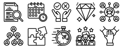 Planning and Organization Icon Set Efficient Solid Style Collection for Productivity and Management. vector