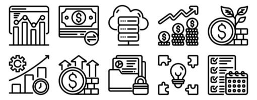 Business Analytics Icon Set Insightful Solid Style Collection for Data and Strategy. vector