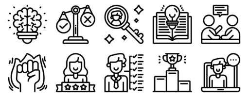 Mentoring and Training Icon Set Empowering Solid Style Collection for Growth and Learning. vector