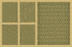 set of yellow organic turing abstract lines pattern background. pack collection design vector