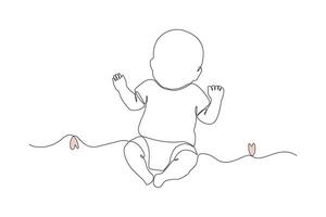 Sleeping baby continuous line art drawing isolated on white background. vector