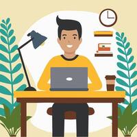 A Freelancer Desk Setup vector